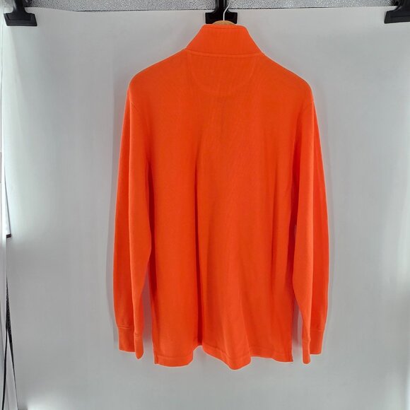 Chaps Sweater Men's Quarter Zip Mock neck Orange Sz L NWT - Picture 3 of 6